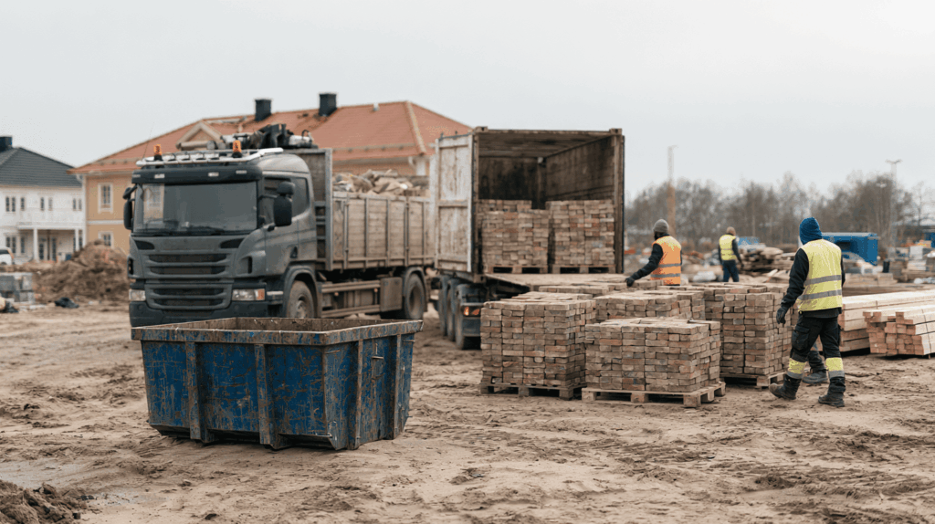 Bouwplaats met materialen